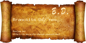 Brancsits Dénes névjegykártya
